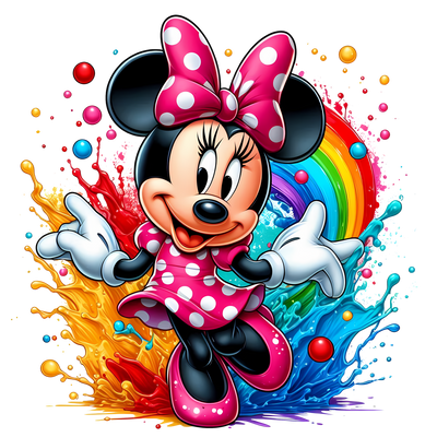Rainbow & Minnie Color Drip DTF (direct-to-film) Transfer