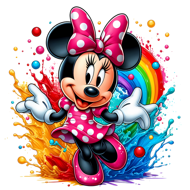 Rainbow & Minnie Color Drip DTF (direct-to-film) Transfer