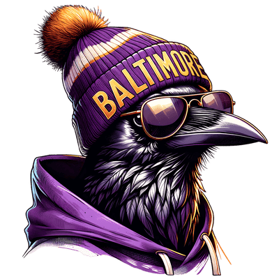 Raven in Purple Baltimore Beanie DTF (direct-to-film) Transfer