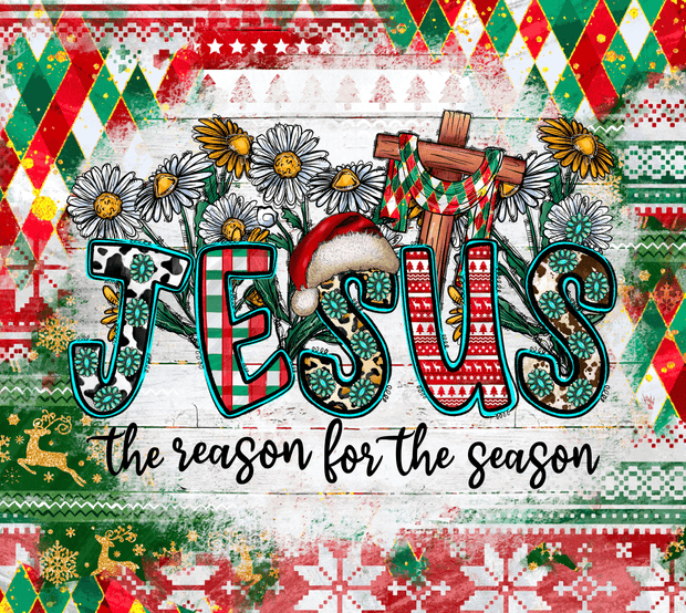 Reason for the Season Christmas Pattern DTF (direct-to-film) Transfer