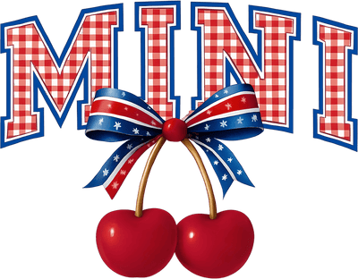 Red Checkered MINI & Cherries DTF (direct-to-film) Transfer