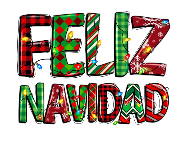 Red Plaid Feliz Navidad DTF (direct-to-film) Transfer