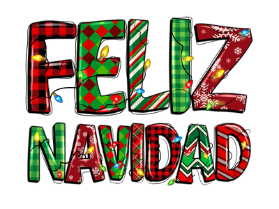 Red Plaid Feliz Navidad DTF (direct-to-film) Transfer