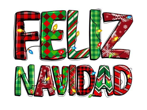 Red Plaid Feliz Navidad DTF (direct-to-film) Transfer
