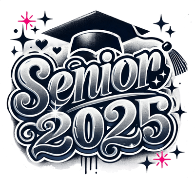 Red Stars Senior 2025 Airbrushed Black and White DTF (direct-to-film) Transfer