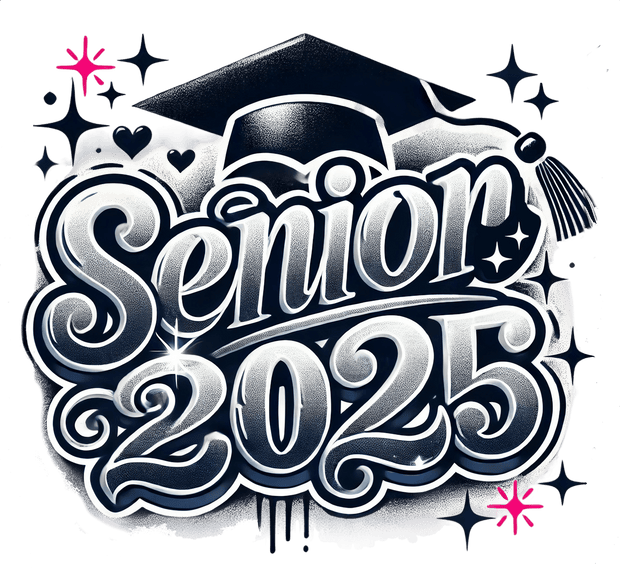 Red Stars Senior 2025 Airbrushed Black and White DTF (direct-to-film) Transfer