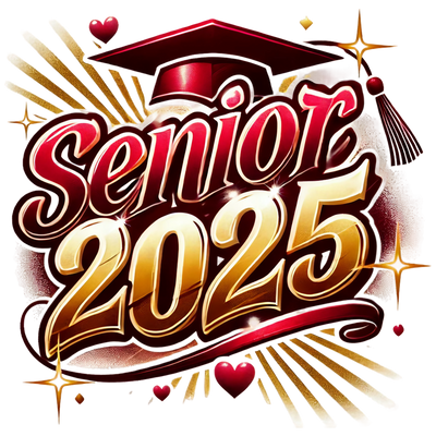 Red White & Gold Senior 2025 Airbrushed DTF (direct-to-film) Transfer