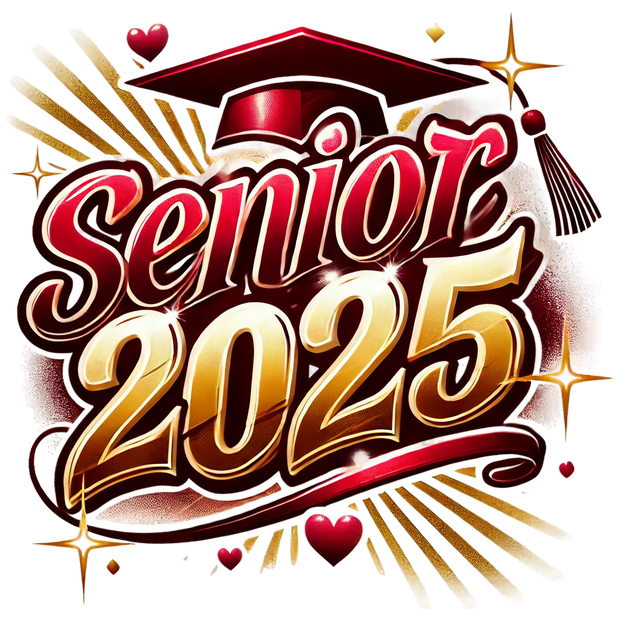 Red White & Gold Senior 2025 Airbrushed DTF (direct-to-film) Transfer