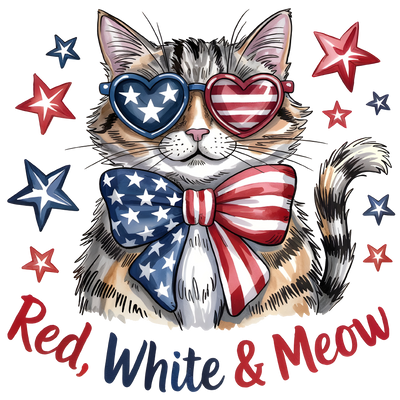 Red White & Meow Cat DTF (direct-to-film) Transfer