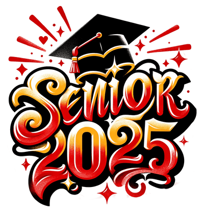 Red Yellow & Black Senior 2025 Airbrushed DTF (direct-to-film) Transfer