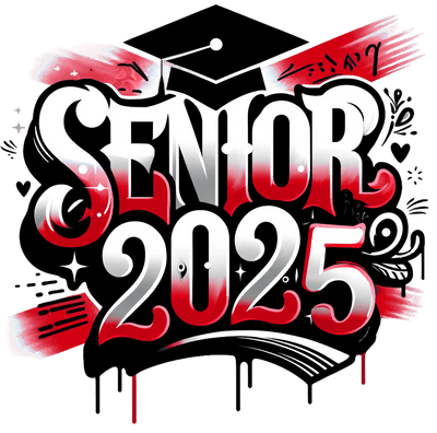 Red & Black Senior 2025 Airbrushed DTF (direct-to-film) Transfer