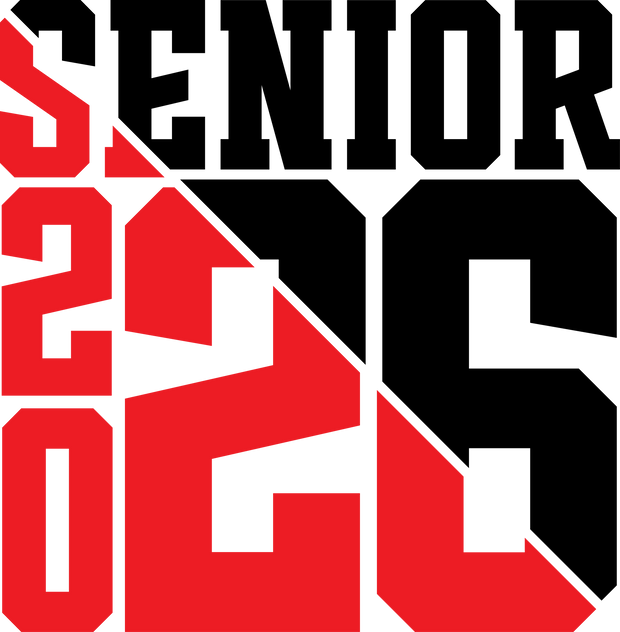 Red & Black Split Senior 2026 DTF (direct-to-film) Transfer