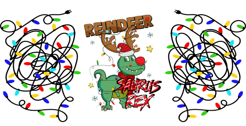 Reindeer Saurus Rex Funny Christmas-animal Christmas-Cartoon Christmas-Christmas Tree-Snowman Christmas 16oz UV DTF Libby Cup Wrap