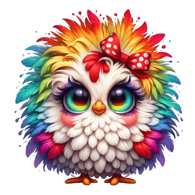 Retro Fluffy Feathers Chicken DTF (direct-to-film) Transfer