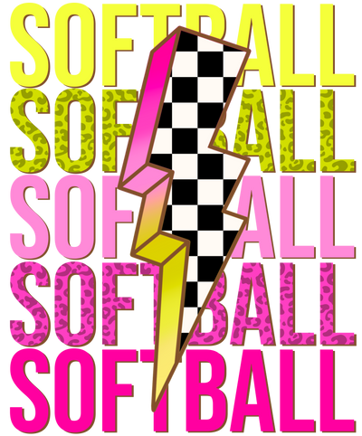 Retro Softball Lightning Bolt DTF (Direct to Film) Transfer