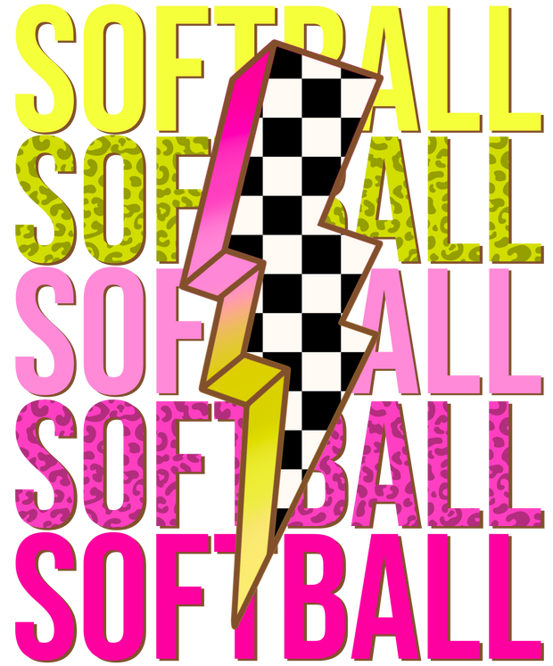 Retro Softball Lightning Bolt DTF (Direct to Film) Transfer