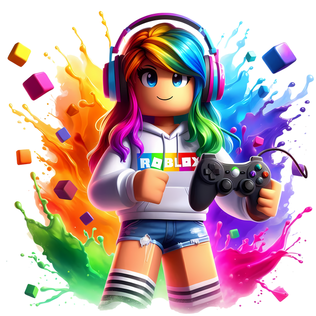 Roblox in Headphones Color Drip DTF (direct-to-film) Transfer