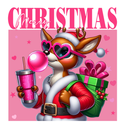 Rudolph Merry Christmas in Santa Suit DTF (direct-to-film) Transfer