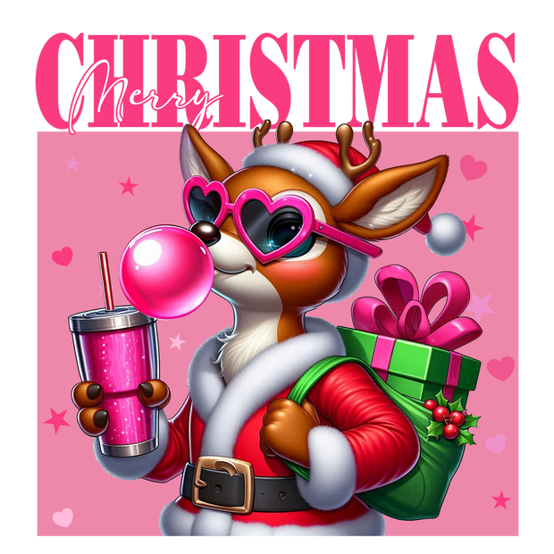 Rudolph Merry Christmas in Santa Suit DTF (direct-to-film) Transfer