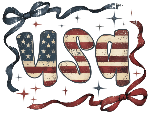 Rustic USA Wrapped with Bows DTF (direct-to-film) Transfer