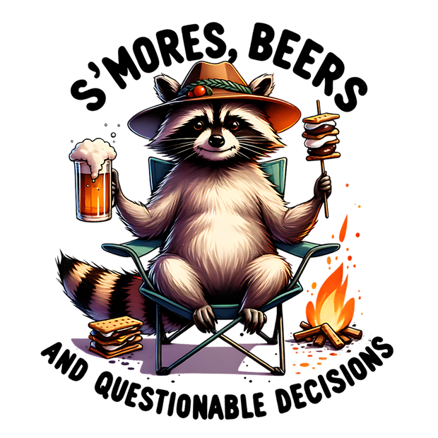 SMORES BEER AND QUESTIONABLE DECISIONS DTF (direct-to-film) Transfer