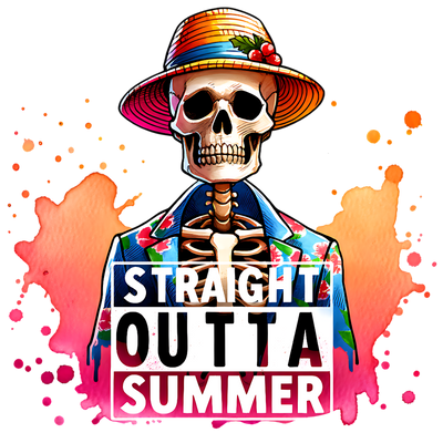 STAIGHT OUTTA SUMMER SKELETON WATERCOLOR DTF (direct-to-film) Transfer