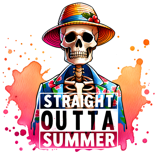 STAIGHT OUTTA SUMMER SKELETON WATERCOLOR DTF (direct-to-film) Transfer