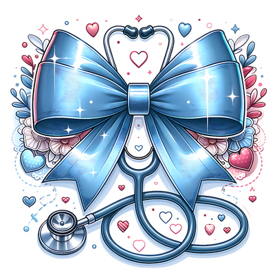 STETHOSCOPE WITH BLUE BOW DTF (direct-to-film) Transfer