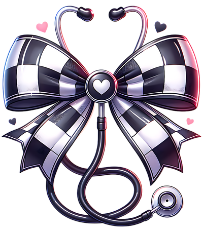 STETHOSCOPE WITH CHECKERED BOW DTF (direct-to-film) Transfer