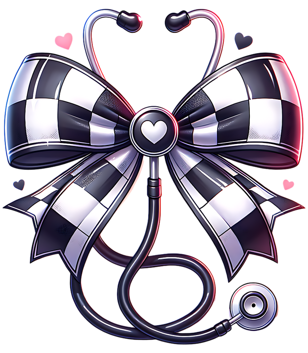 STETHOSCOPE WITH CHECKERED BOW DTF (direct-to-film) Transfer