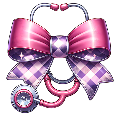 STETHOSCOPE WITH PURPLE BOW DTF (direct-to-film) Transfer