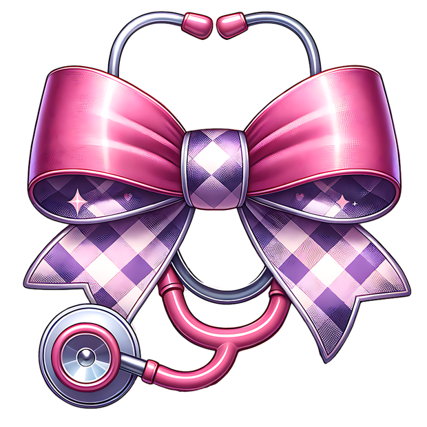 STETHOSCOPE WITH PURPLE BOW DTF (direct-to-film) Transfer