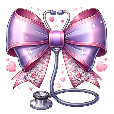 STETHOSCOPE WITH PURPLE BOW DTF (direct-to-film) Transfer