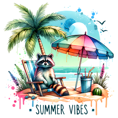 SUMMER VIBES RACCOON 2 DTF (direct-to-film) Transfer
