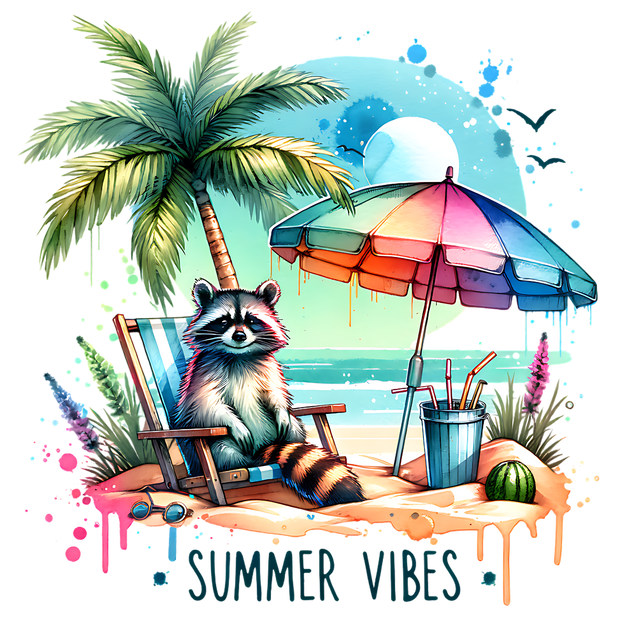 SUMMER VIBES RACCOON 2 DTF (direct-to-film) Transfer