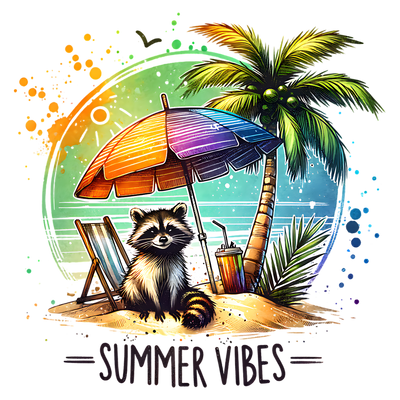 SUMMER VIBES RACCOON DTF (direct-to-film) Transfer