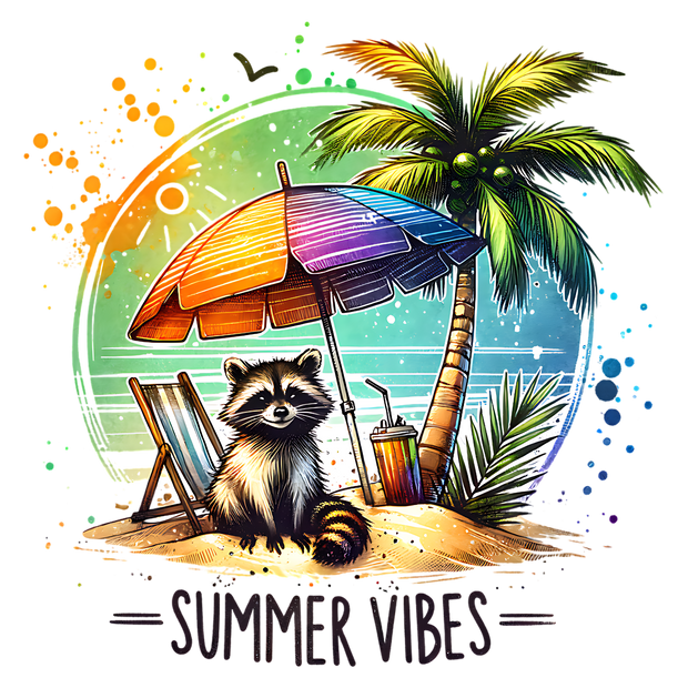 SUMMER VIBES RACCOON DTF (direct-to-film) Transfer