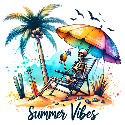 SUMMER VIBES SKELETON DTF (direct-to-film) Transfer