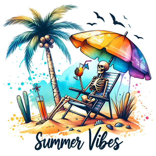 SUMMER VIBES SKELETON DTF (direct-to-film) Transfer