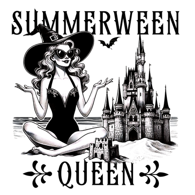 SUMMERWEEN QUEEN WITCH ON BEACH BLACK DESIGN DTF (direct-to-film) Transfer