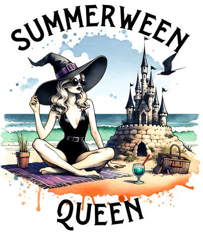 SUMMERWEEN QUEEN WITCH ON THE BEACH WATERCOLOR DTF (direct-to-film) Transfer
