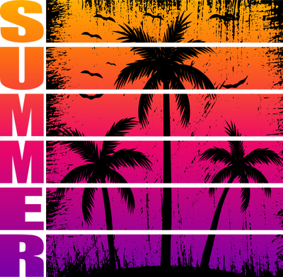 Summer Sunset with Palmtree DTF (direct-to-film) Transfer