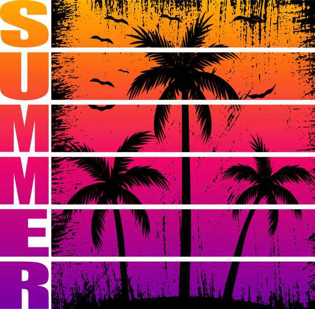 Summer Sunset with Palmtree DTF (direct-to-film) Transfer