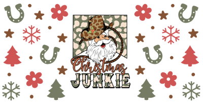 Santa Claus Christmas Junkie-Howdy Christmas-Cowboy Christmas 16oz UV DTF Libby Cup Wrap