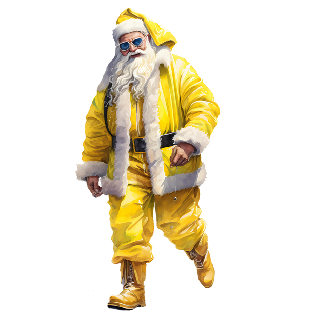 Santa Dressed in Yellow DTF (direct-to-film) Transfer