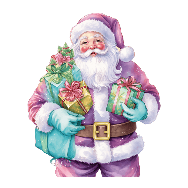 Santa With Pastel Blue Gloves DTF (direct-to-film) Transfer