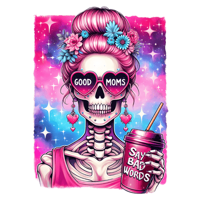 Say Bad Words Mom in Pink DTF (direct-to-film) Transfer