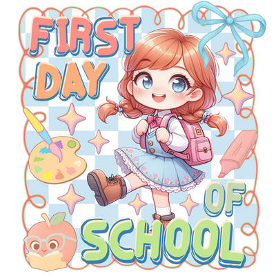 School Girl in Dress & Boots DTF (direct-to-film) Transfer