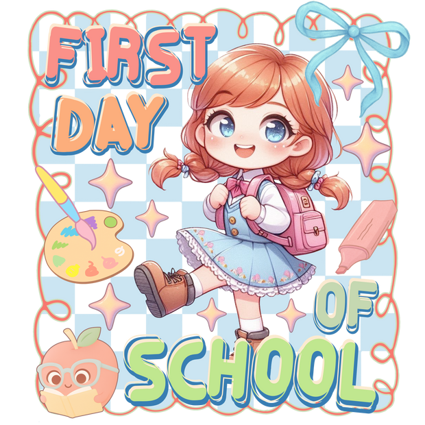 School Girl in Dress & Boots DTF (direct-to-film) Transfer