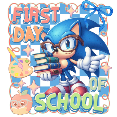 School Sonic & Blue Ribbon DTF (direct-to-film) Transfer